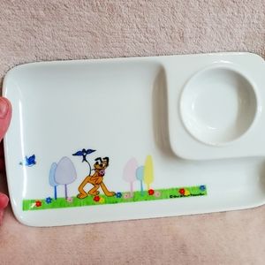 Walt Disney Productions Japan Pluto Ceramic Rectangle Baby Plate